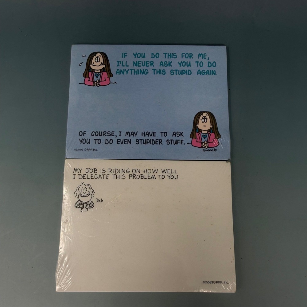 Vintage RPP Inc Post-It Notes Office Humor Comic 2-Pack New Sealed Cathy Dale